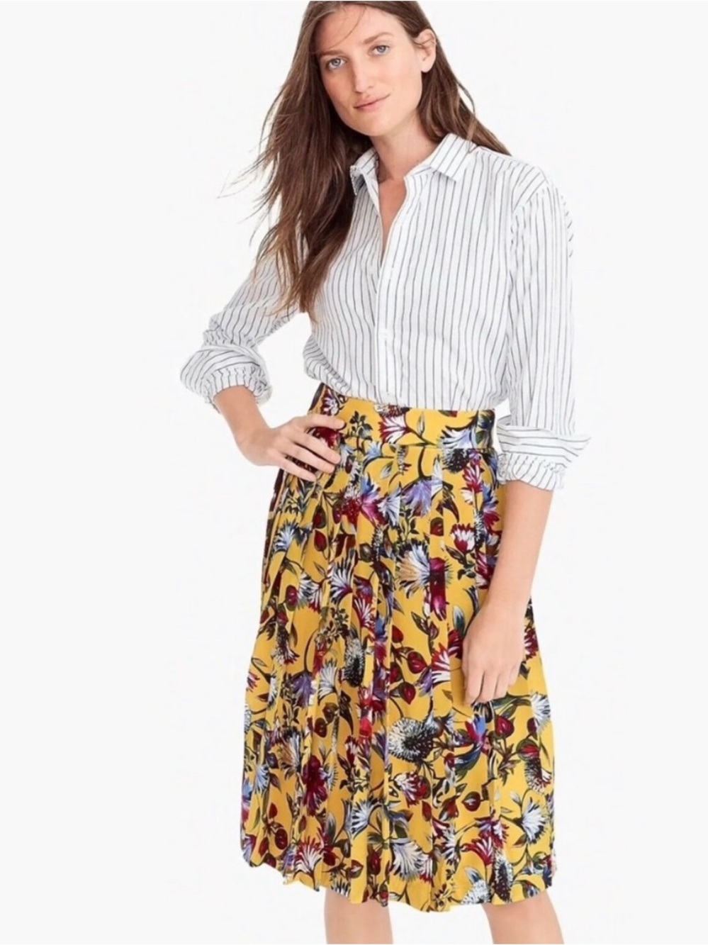 J. Crew Silk Floral Double Pleated Skirt Size 4 NWOT